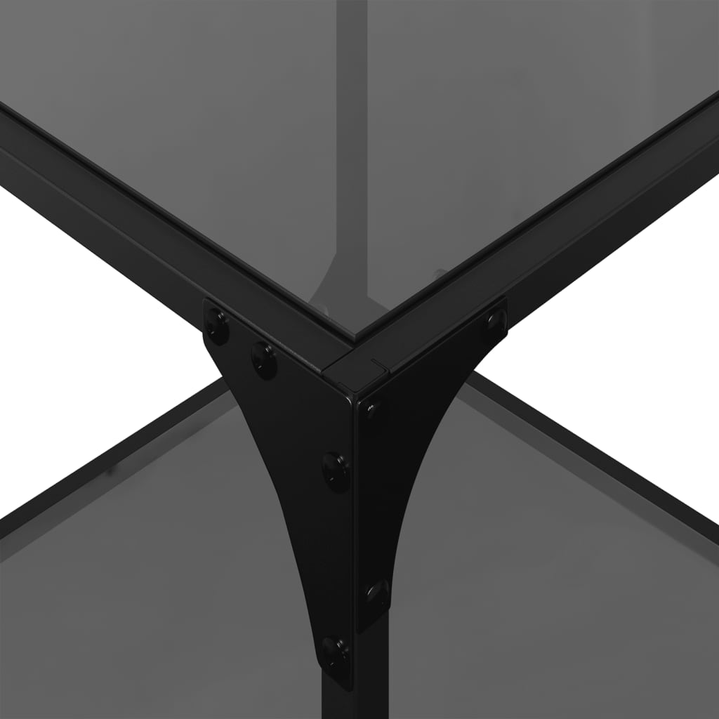 Table basse avec dessus en verre noir 40x40x40 cm acier - XIOS