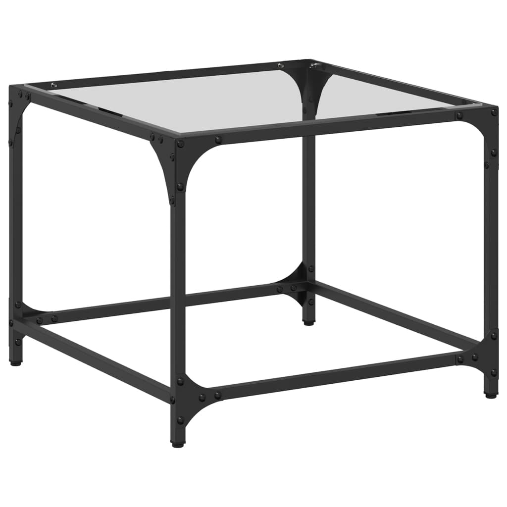 Table basse avec dessus en verre transparent 50x50x40 cm acier - XIOS