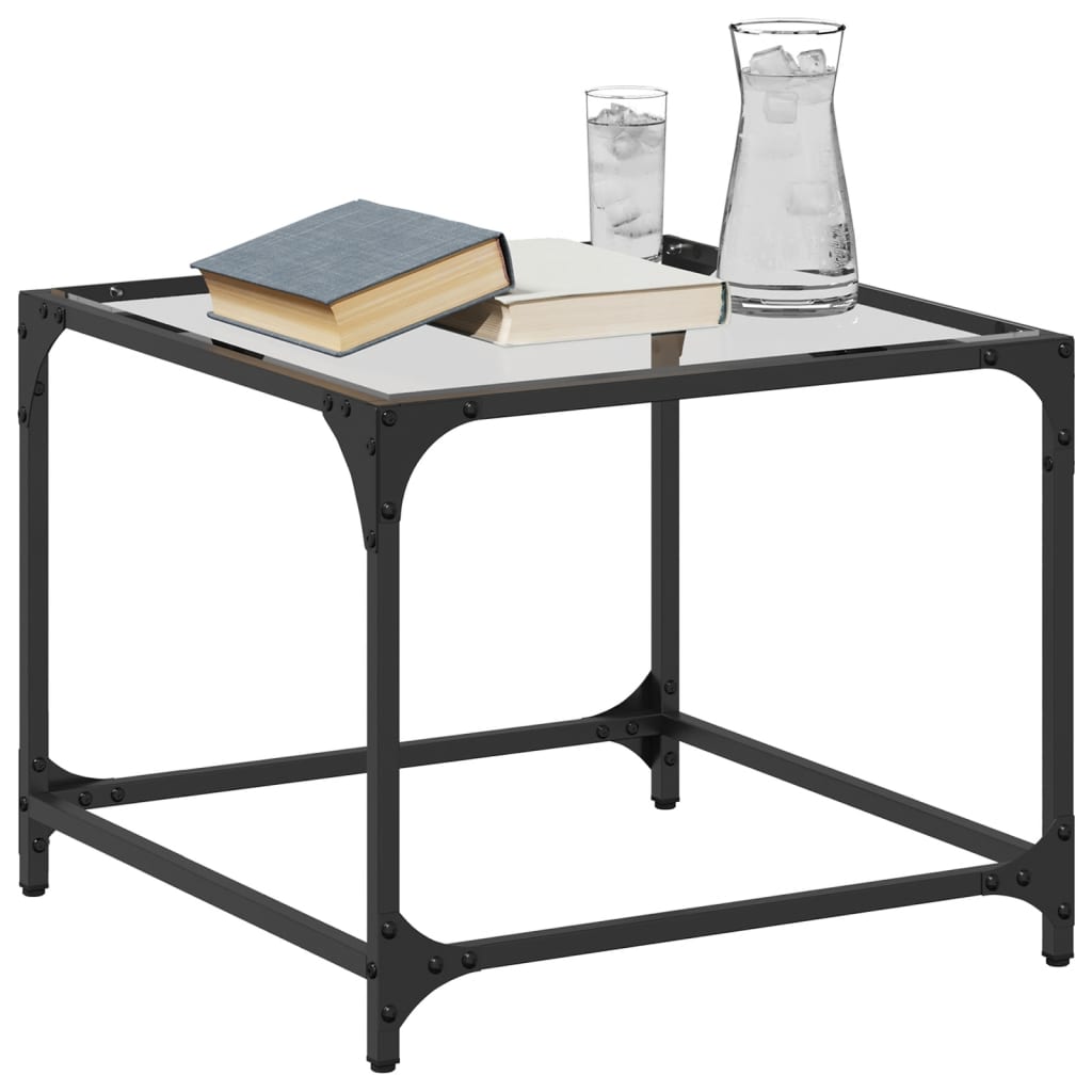 Table basse avec dessus en verre transparent 50x50x40 cm acier - XIOS