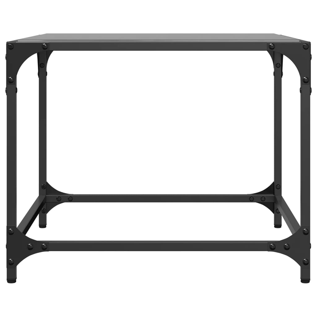 Table basse avec dessus en verre noir 50x50x40 cm acier - XIOS
