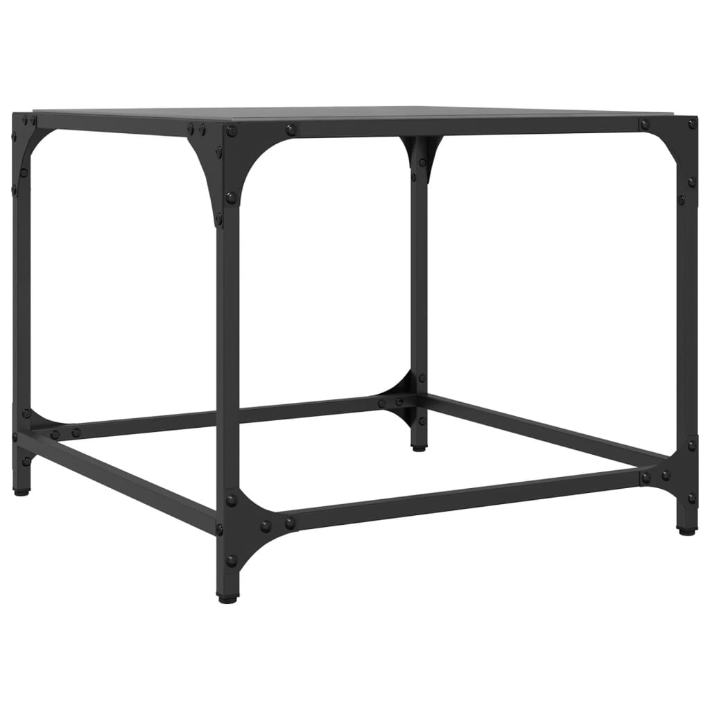 Table basse avec dessus en verre noir 50x50x40 cm acier - XIOS