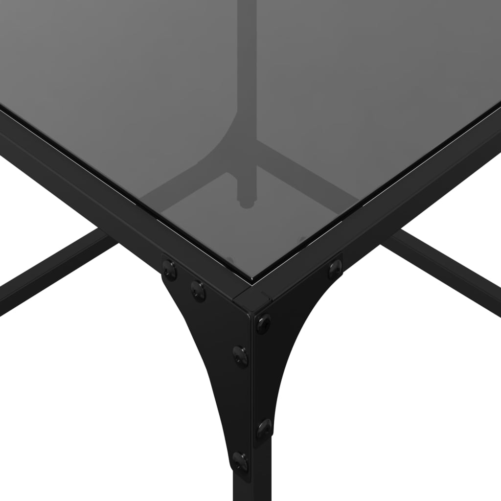 Table basse avec dessus en verre noir 50x50x40 cm acier - XIOS