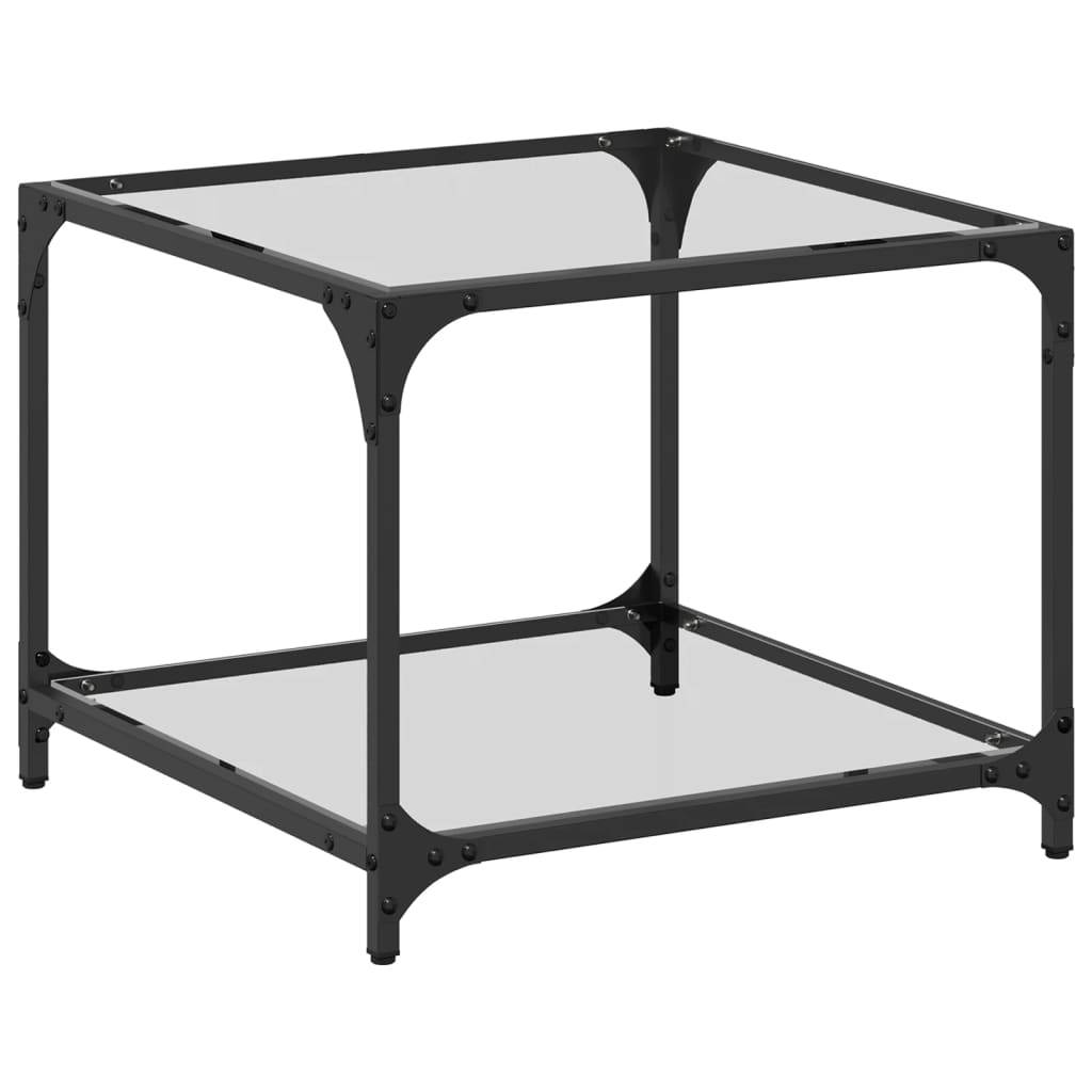 Table basse avec dessus en verre transparent 50x50x40 cm acier - XIOS