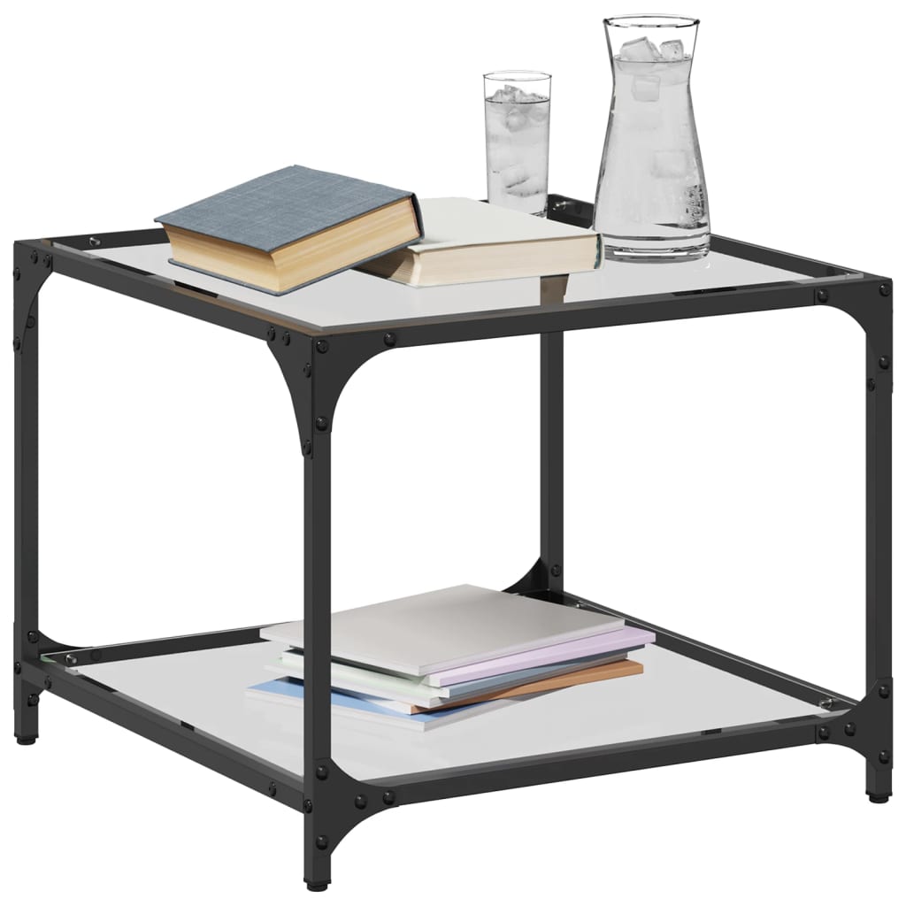 Table basse avec dessus en verre transparent 50x50x40 cm acier - XIOS