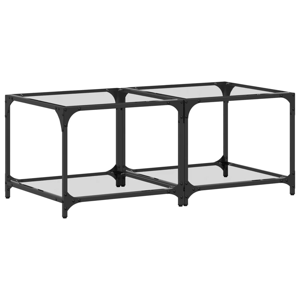 Tables basses avec dessus en verre transparent 2 pcs acier - XIOS