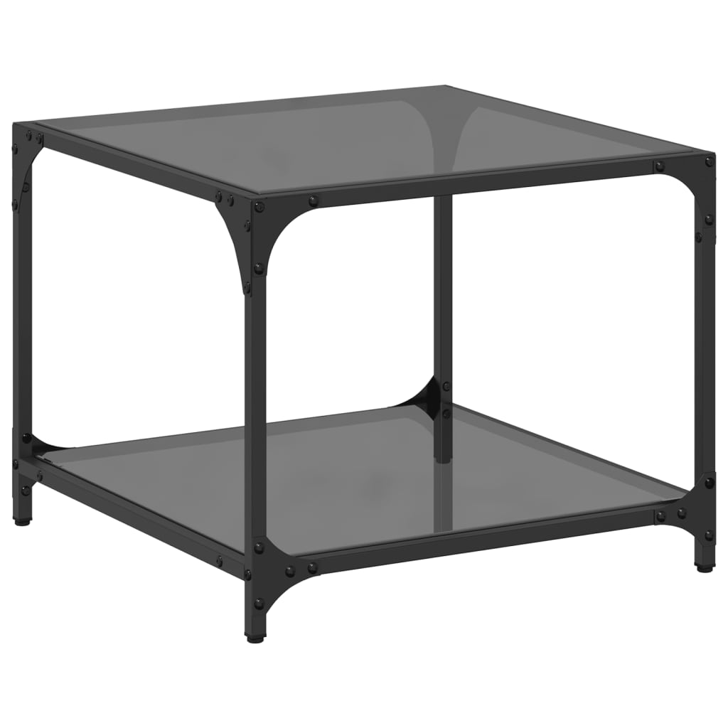 Table basse avec dessus en verre noir 50x50x40 cm acier - XIOS