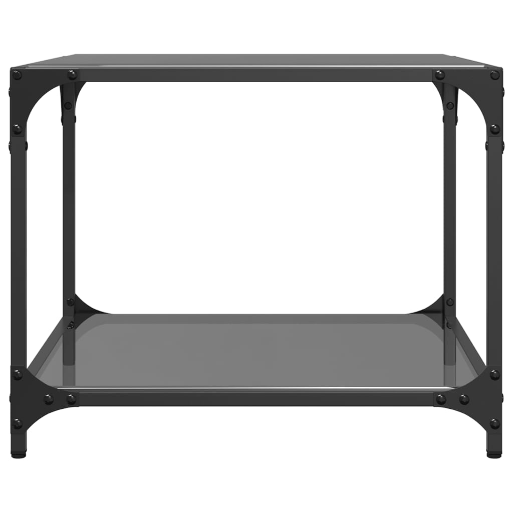 Table basse avec dessus en verre noir 50x50x40 cm acier - XIOS