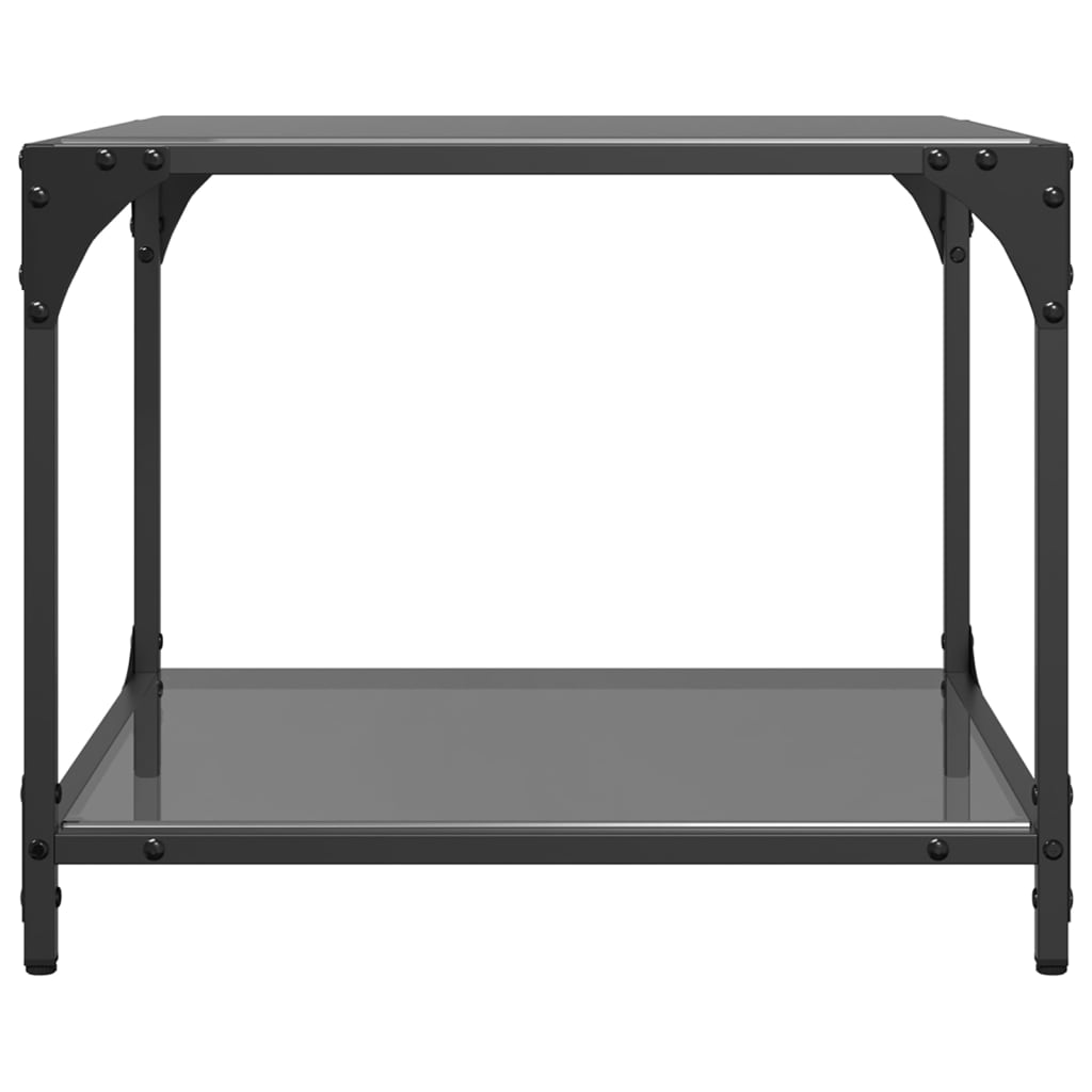 Table basse avec dessus en verre noir 50x50x40 cm acier - XIOS