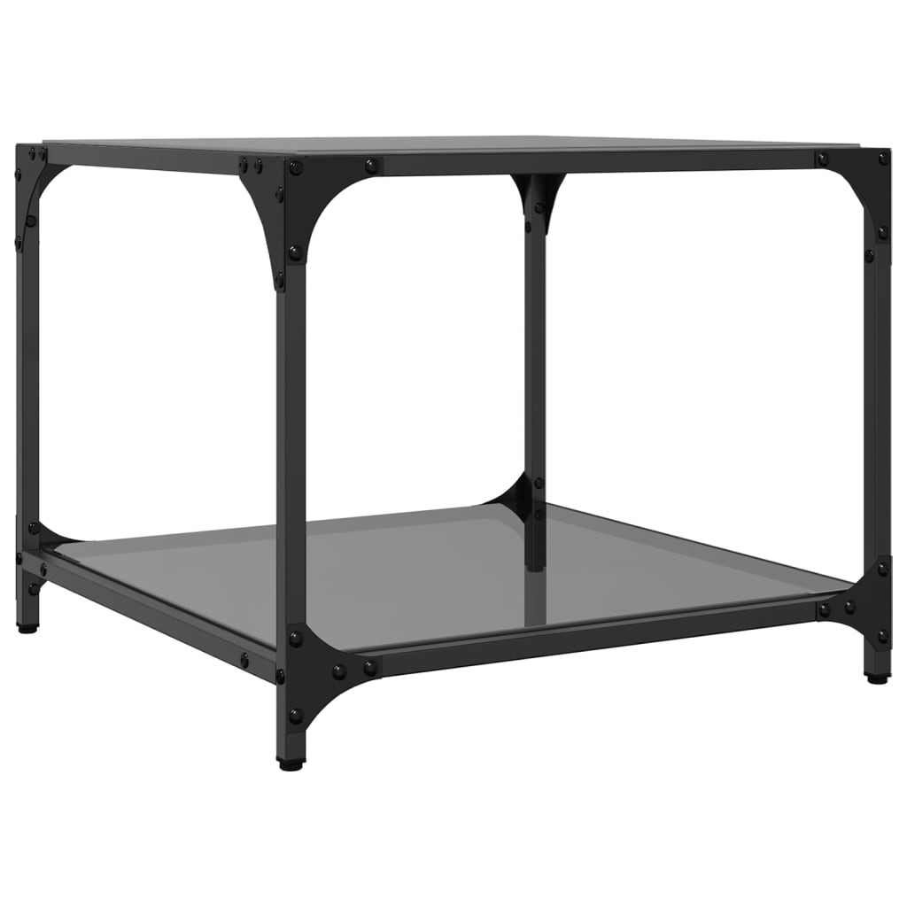 Table basse avec dessus en verre noir 50x50x40 cm acier - XIOS