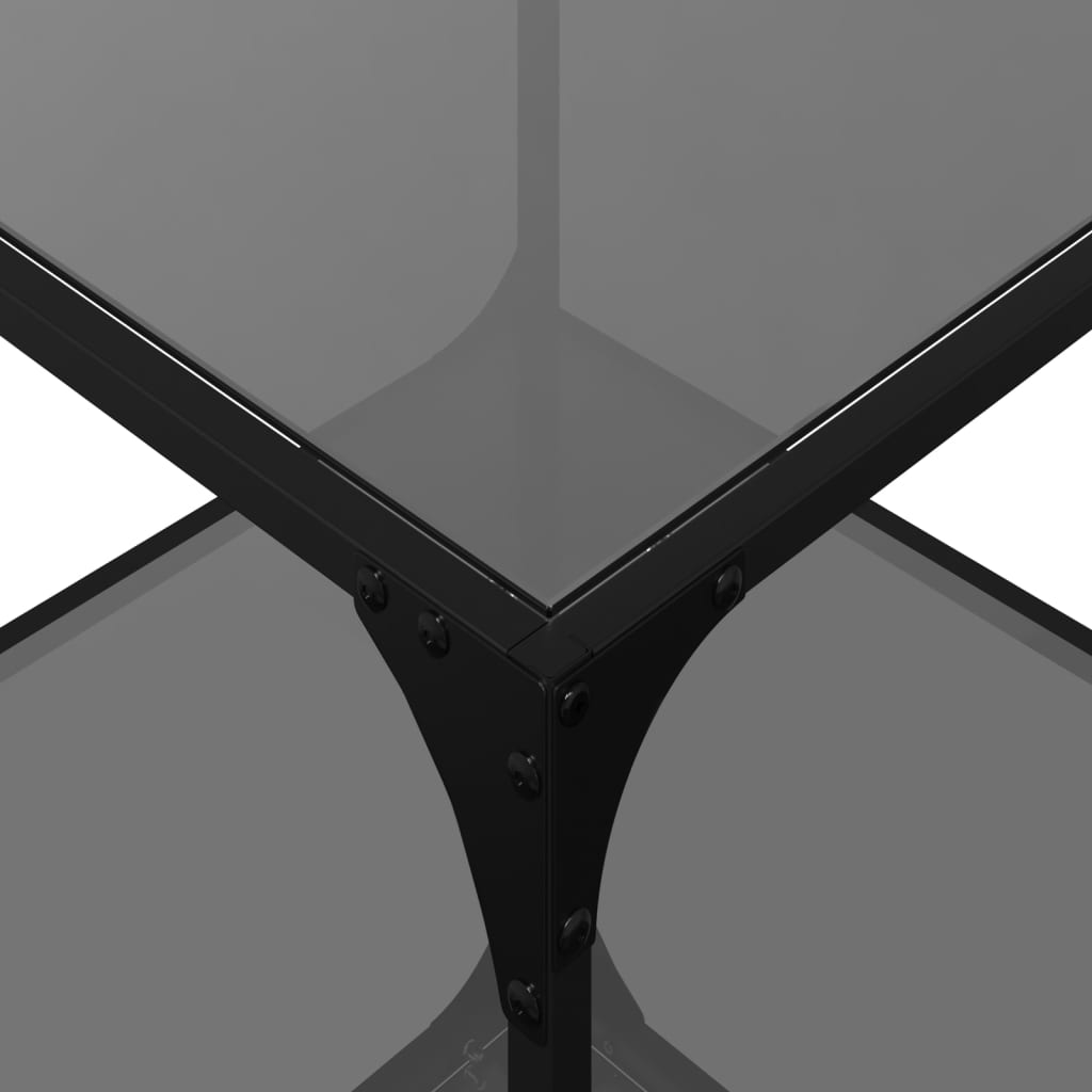 Table basse avec dessus en verre noir 50x50x40 cm acier - XIOS