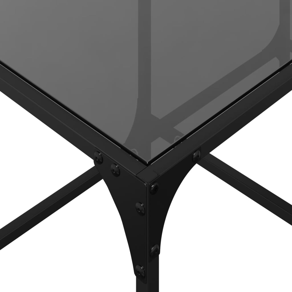 Table basse avec dessus en verre noir 78,5x40x40 cm acier - XIOS