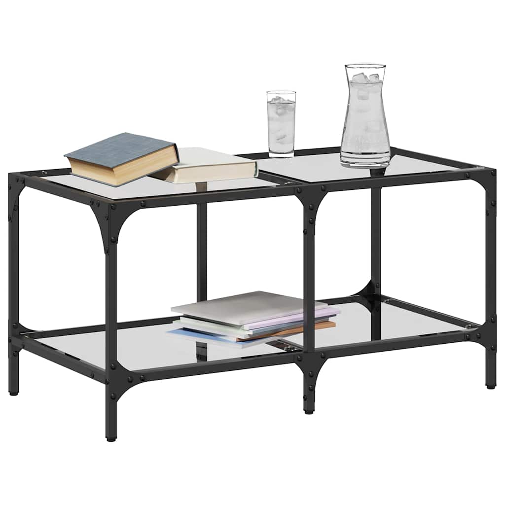 Table basse avec dessus en verre transparent 78,5x40x40cm acier - XIOS