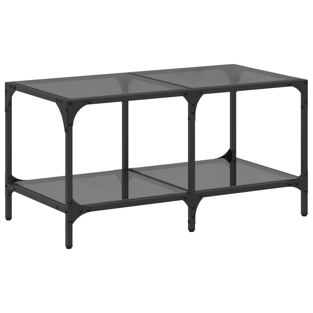 Table basse avec dessus en verre noir 78,5x40x40 cm acier - XIOS