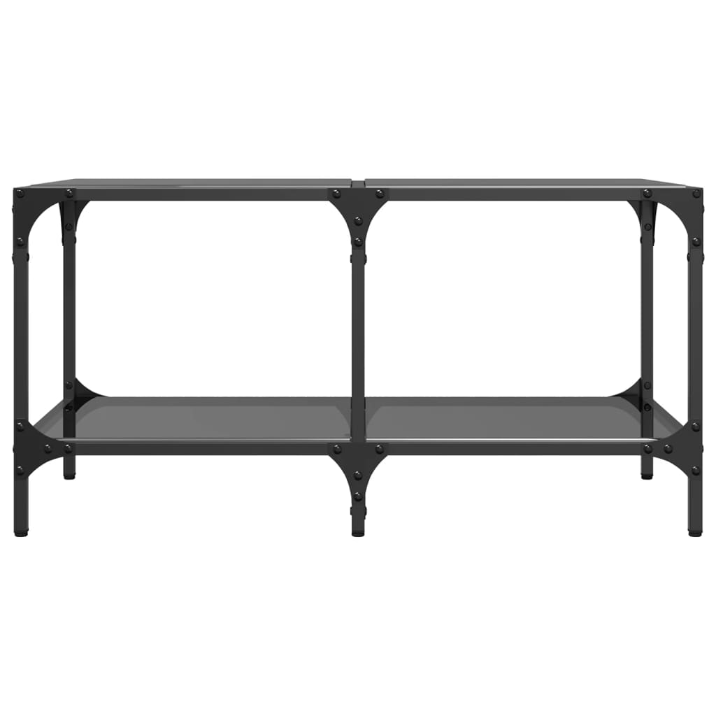 Table basse avec dessus en verre noir 78,5x40x40 cm acier - XIOS
