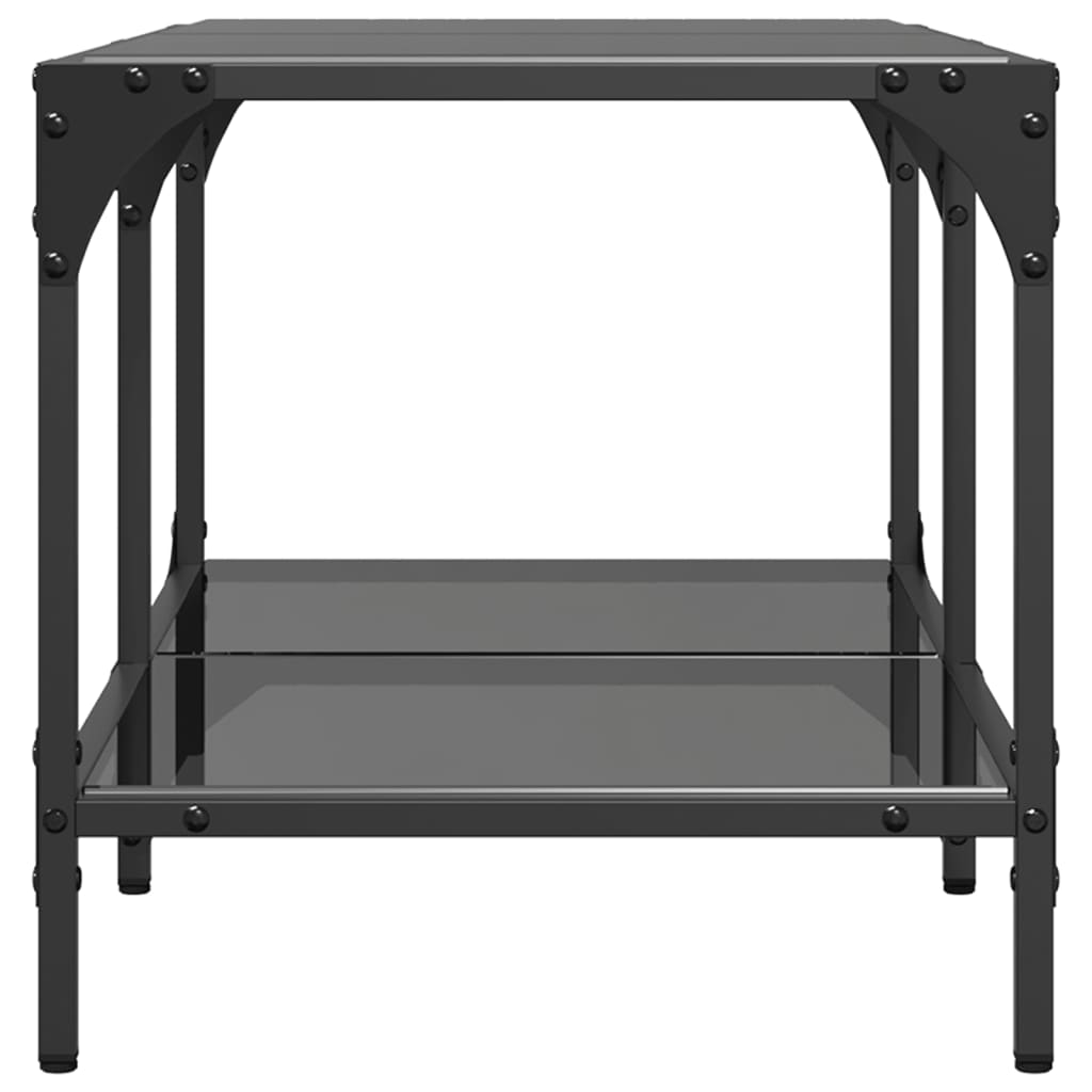 Table basse avec dessus en verre noir 78,5x40x40 cm acier - XIOS