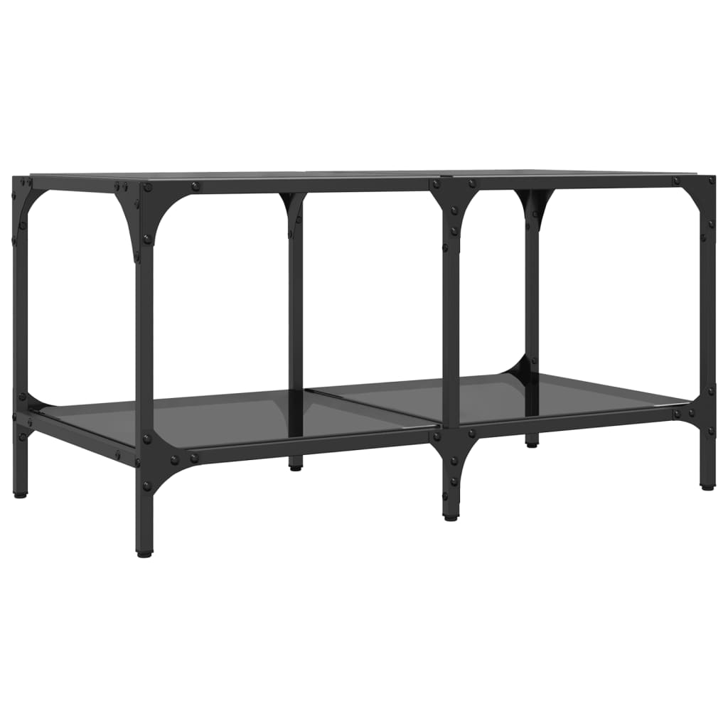 Table basse avec dessus en verre noir 78,5x40x40 cm acier - XIOS