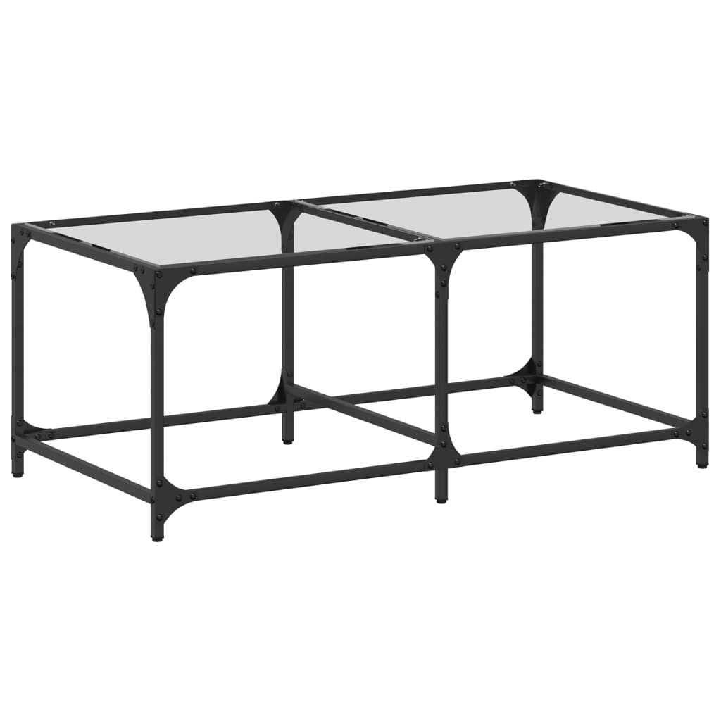 Table basse avec dessus en verre transparent 98,5x50x40cm acier - XIOS