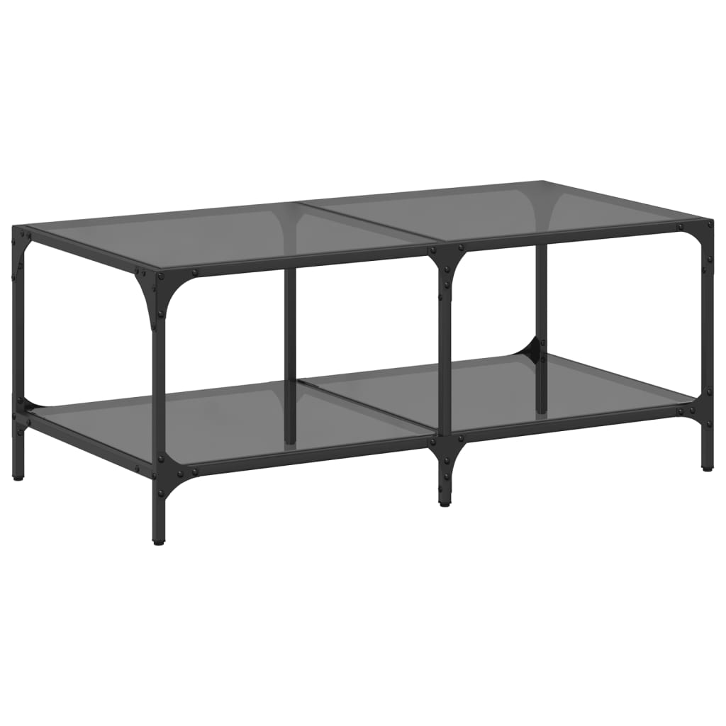 Table basse avec dessus en verre noir 98,5x50x40 cm acier - XIOS
