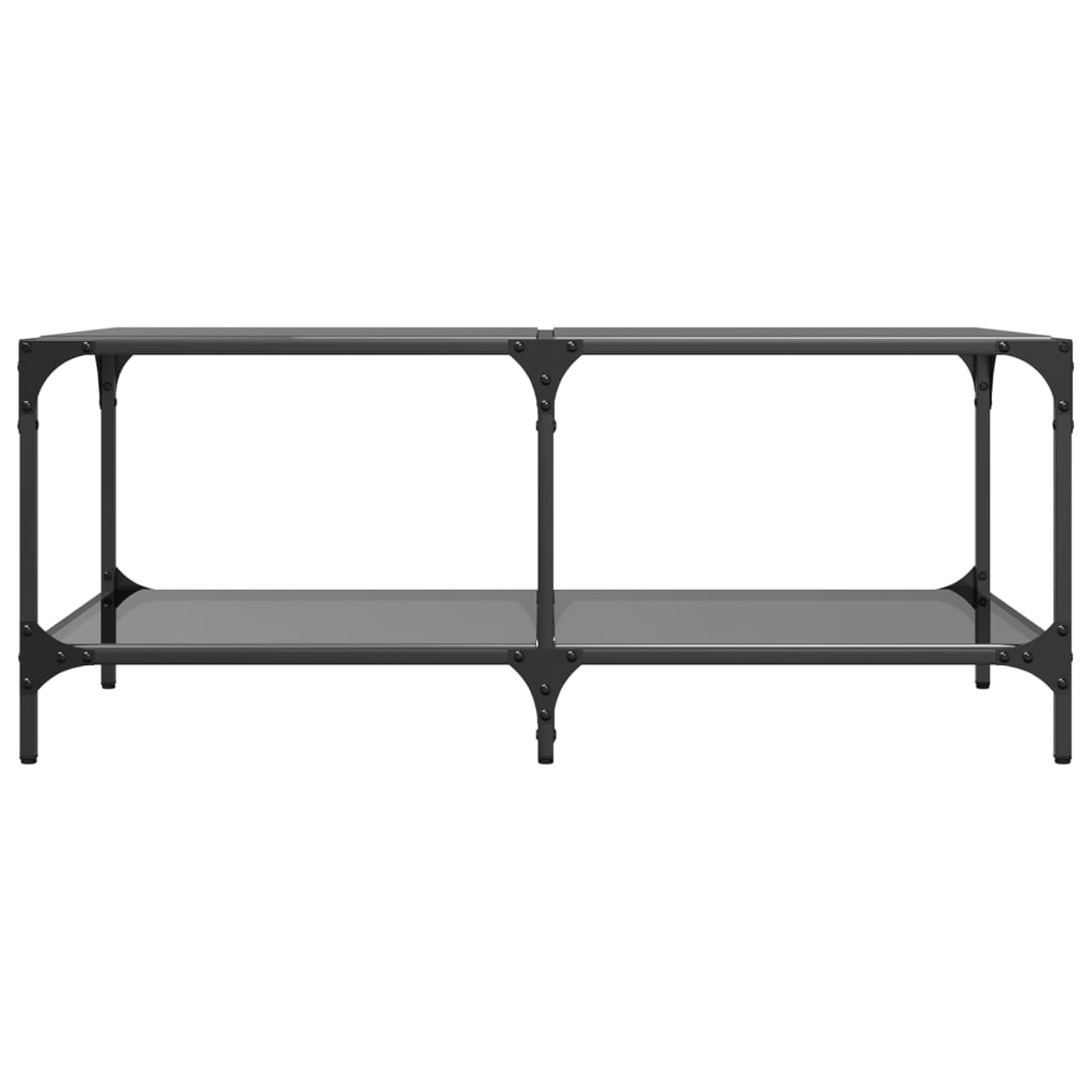 Table basse avec dessus en verre noir 98,5x50x40 cm acier - XIOS