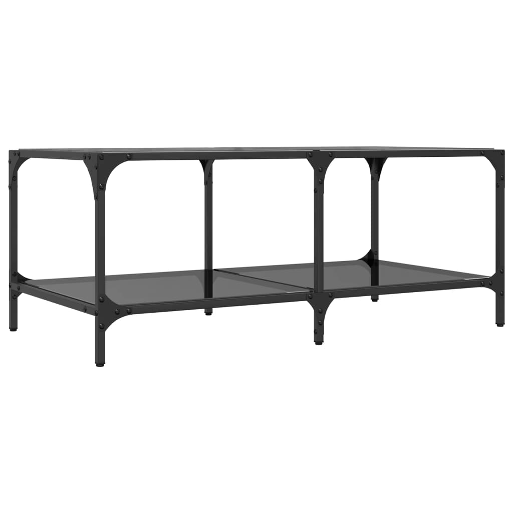 Table basse avec dessus en verre noir 98,5x50x40 cm acier - XIOS