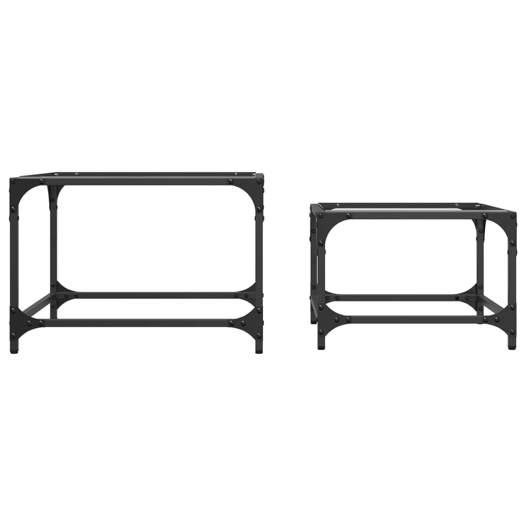 Tables basses gigognes 2 pcs dessus en verre transparent acier - XIOS