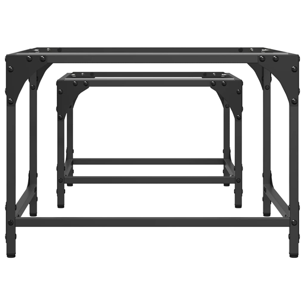 Tables basses gigognes 2 pcs dessus en verre transparent acier - XIOS