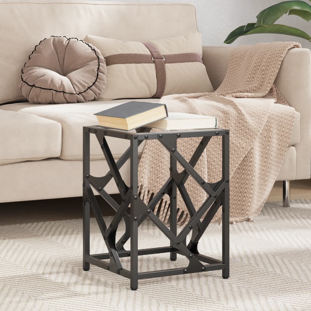 Table basse avec dessus en verre transparent 30x30x41 cm acier - XIOS