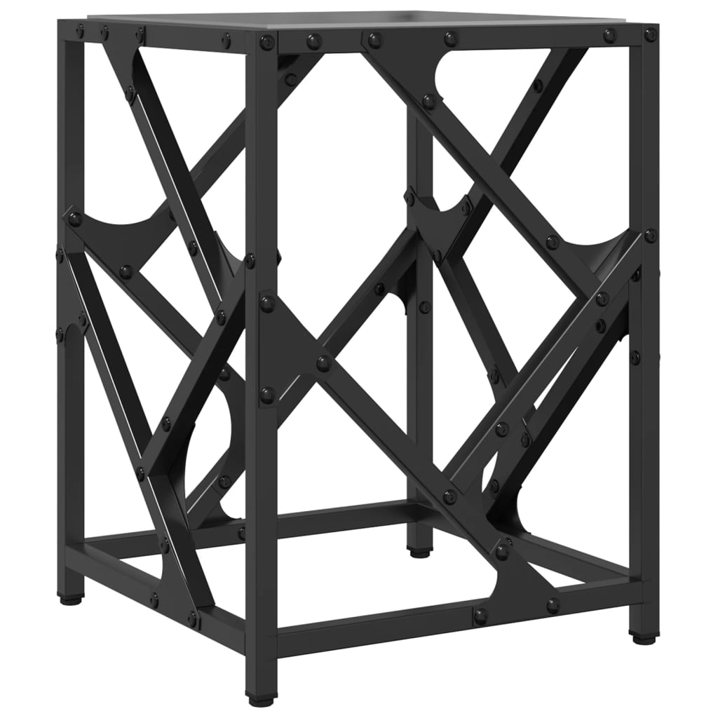 Table basse avec dessus en verre noir 30x30x41 cm acier - XIOS