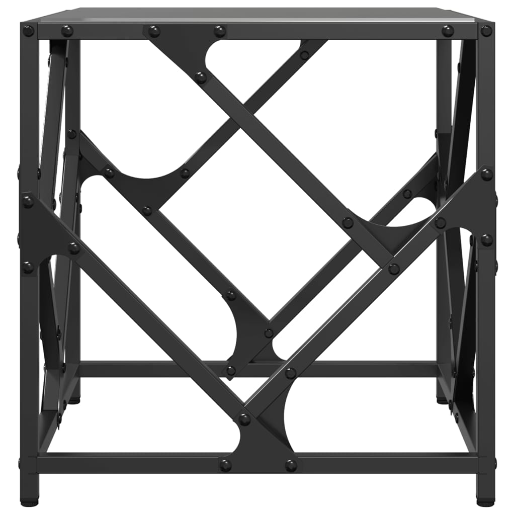 Table basse avec dessus en verre noir 40x40x41 cm acier - XIOS