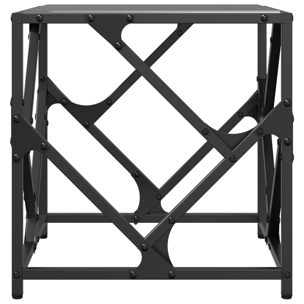 Table basse avec dessus en verre noir 40x40x41 cm acier - XIOS