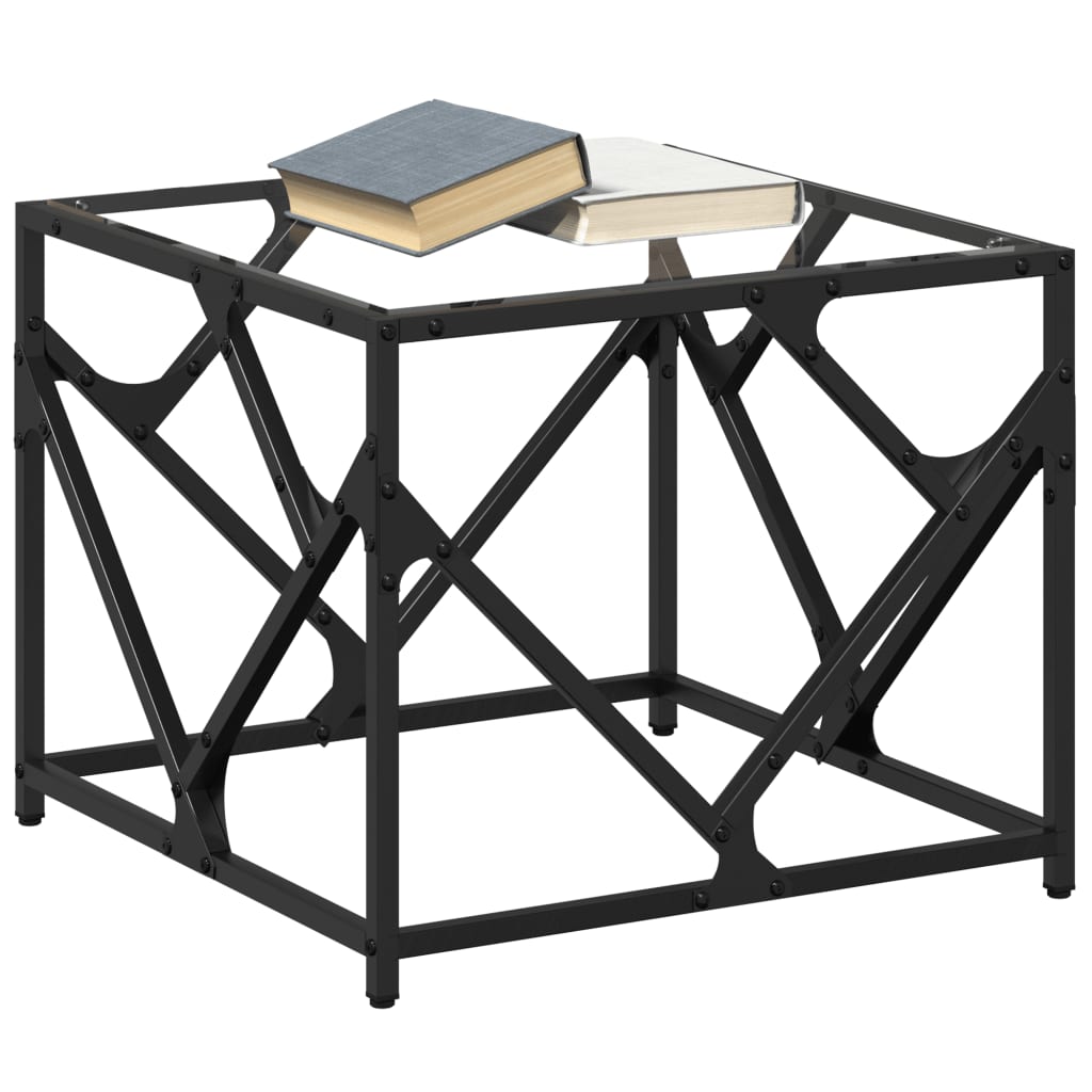 Table basse avec dessus en verre transparent 50x50x41 cm acier - XIOS