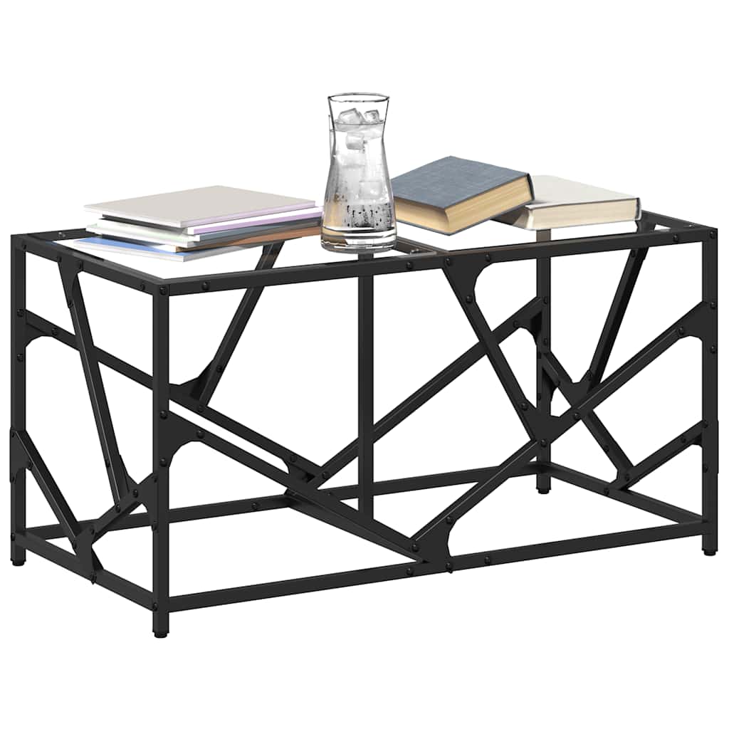 Table basse avec dessus en verre transparent 78,5x40x41cm acier - XIOS