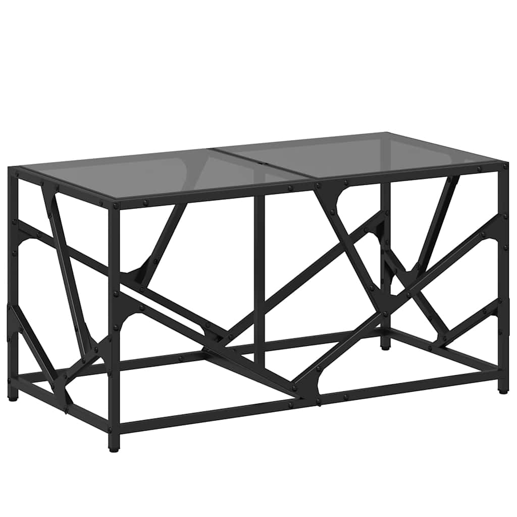 Table basse avec dessus en verre noir 78,5x40x41 cm acier - XIOS