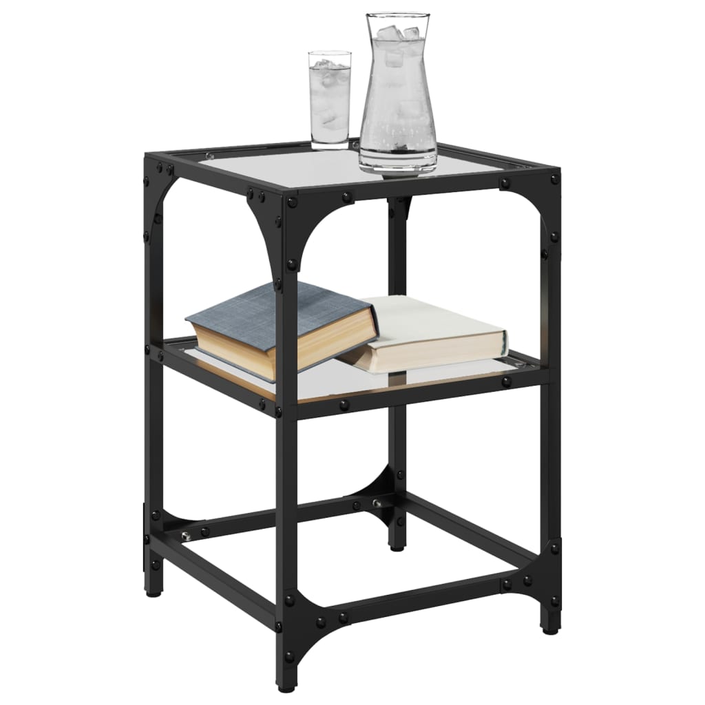 Table basse avec dessus en verre transparent 30x30x45 cm acier - XIOS