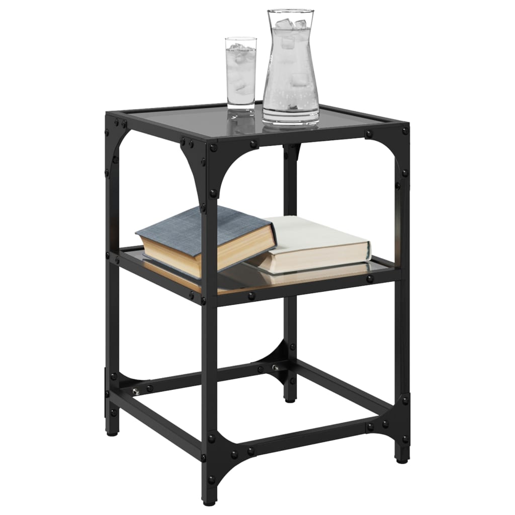 Tables basses avec dessus en verre noir 2 pcs 30x30x45 cm acier - XIOS