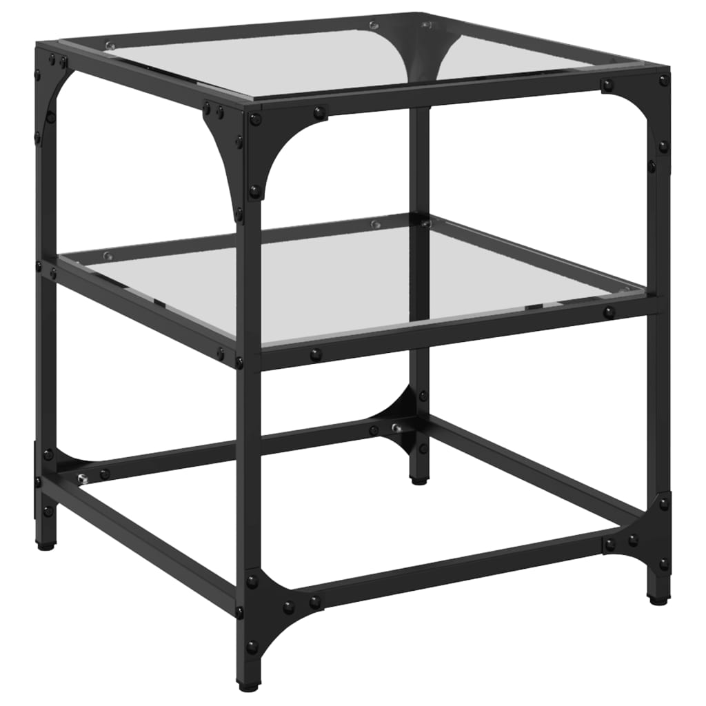 Table basse avec dessus en verre transparent 40x40x45 cm acier - XIOS