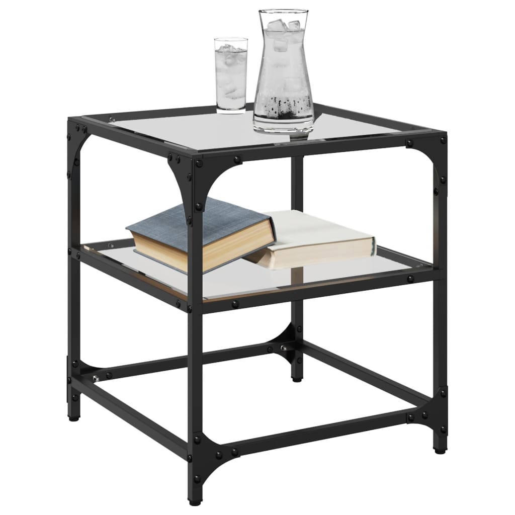 Table basse avec dessus en verre transparent 40x40x45 cm acier - XIOS