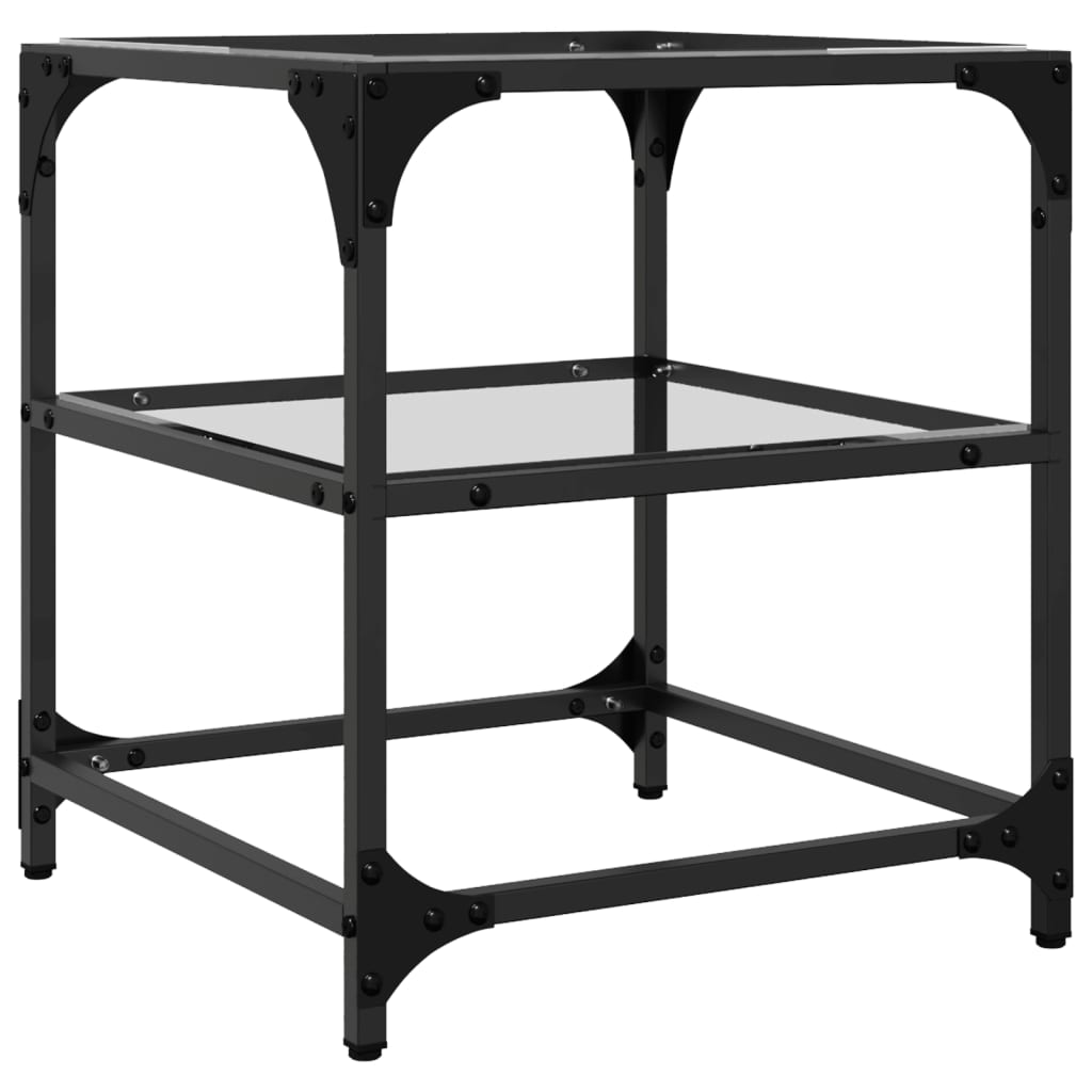 Table basse avec dessus en verre transparent 40x40x45 cm acier - XIOS