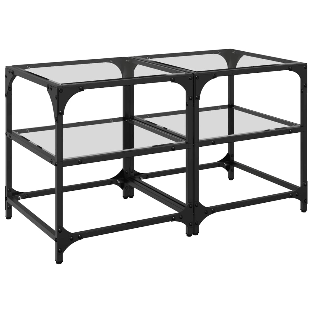 Tables basses avec dessus en verre transparent 2 pcs acier - XIOS