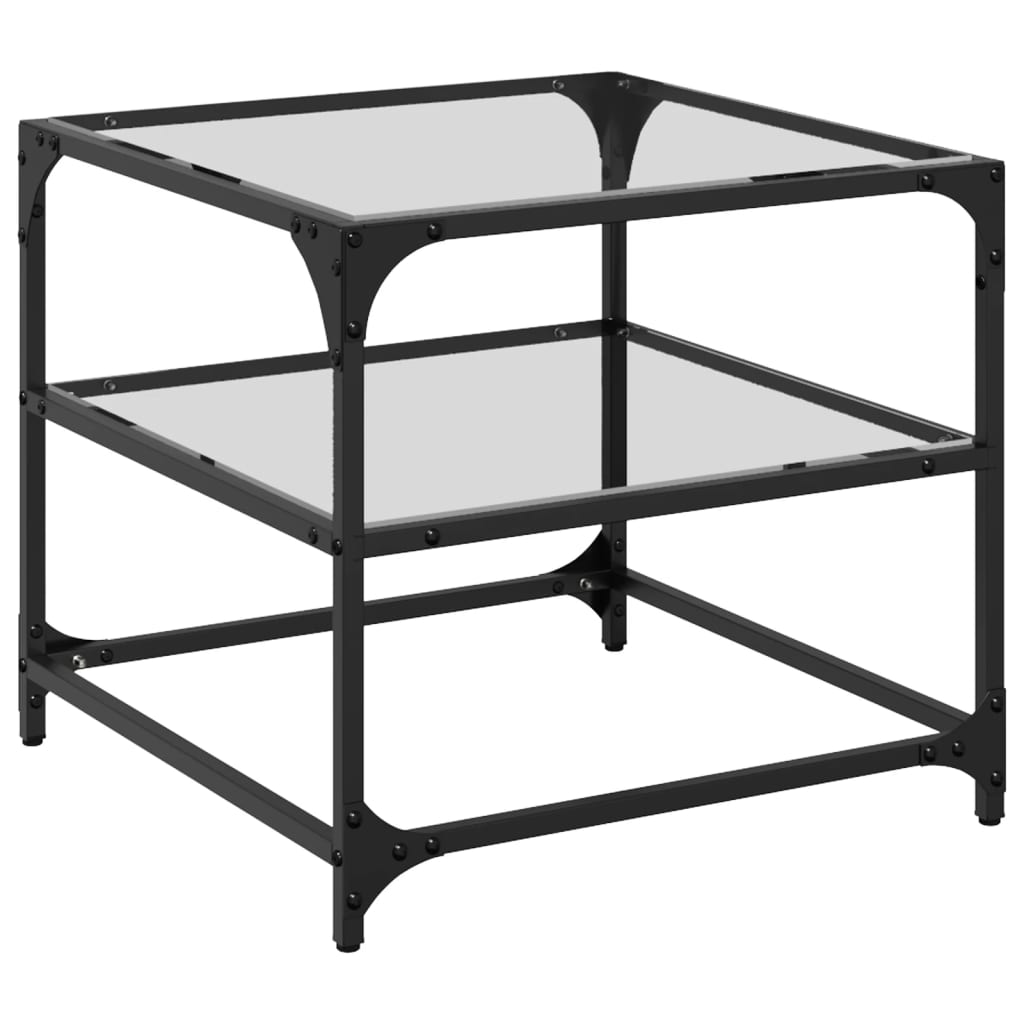 Table basse avec dessus en verre transparent 50x50x45 cm acier - XIOS