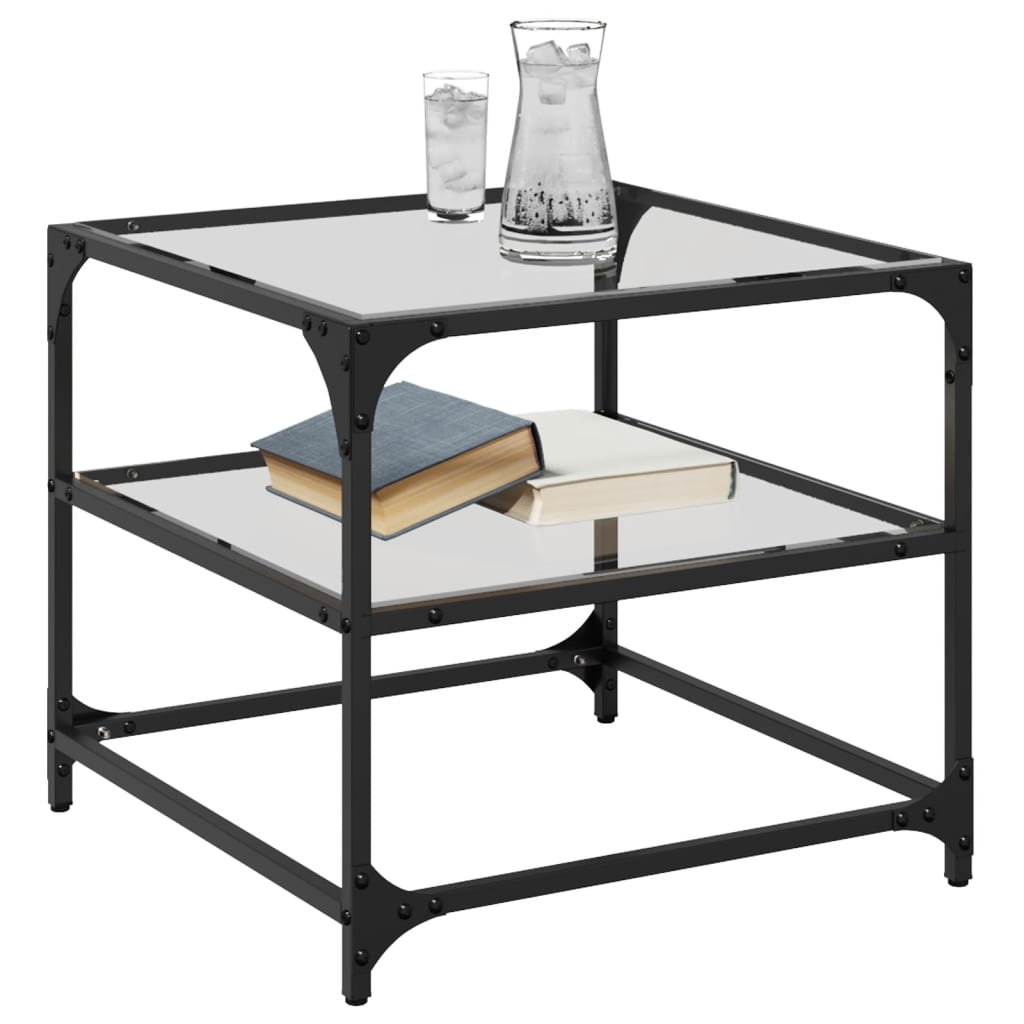Table basse avec dessus en verre transparent 50x50x45 cm acier - XIOS
