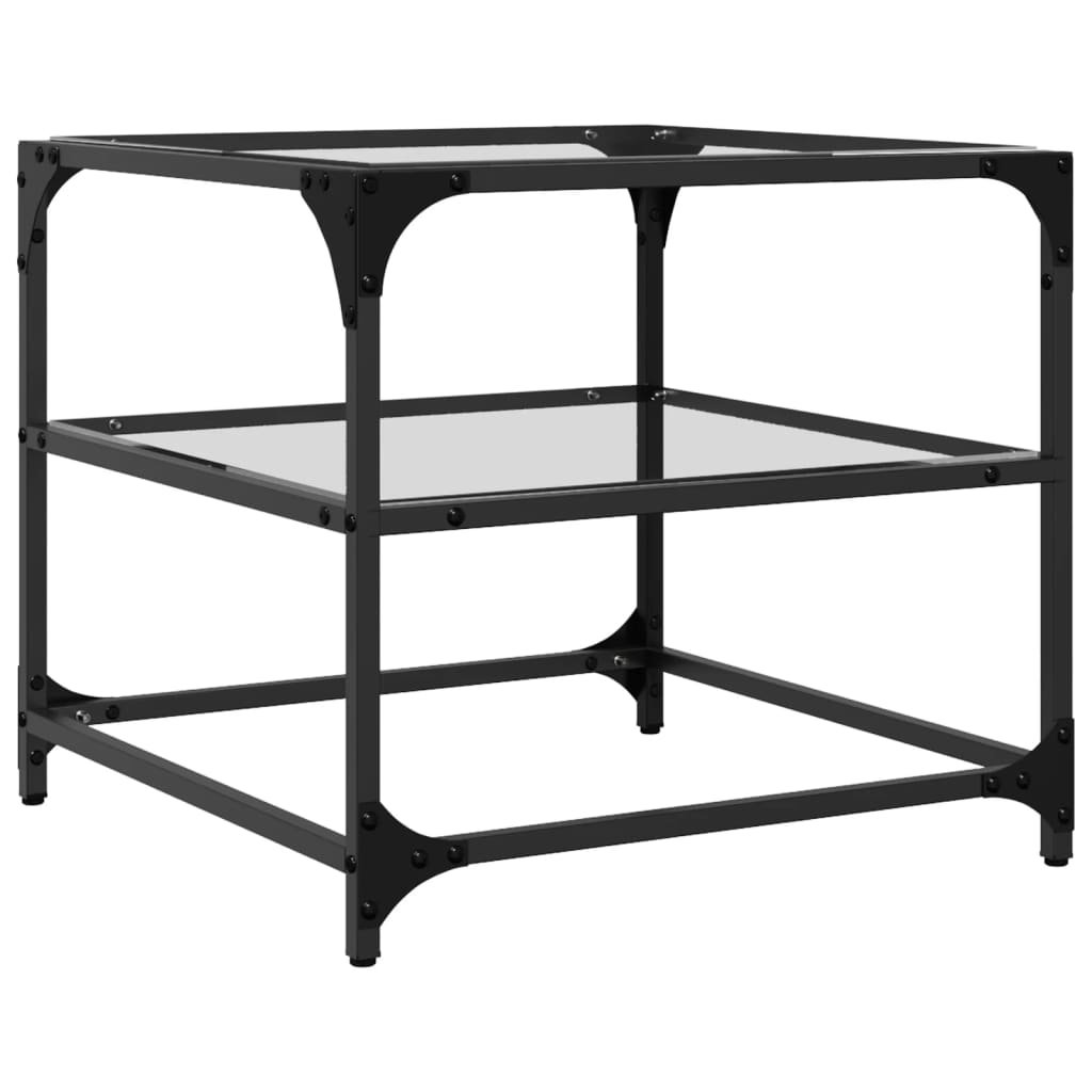 Table basse avec dessus en verre transparent 50x50x45 cm acier - XIOS