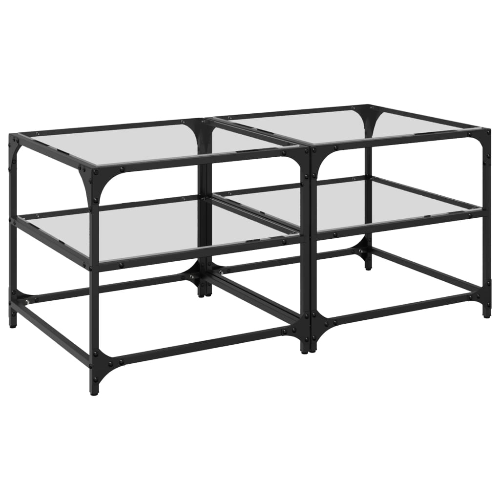 Tables basses avec dessus en verre transparent 2 pcs acier - XIOS