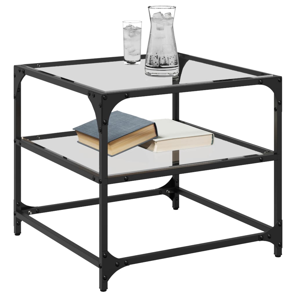 Tables basses avec dessus en verre transparent 2 pcs acier - XIOS