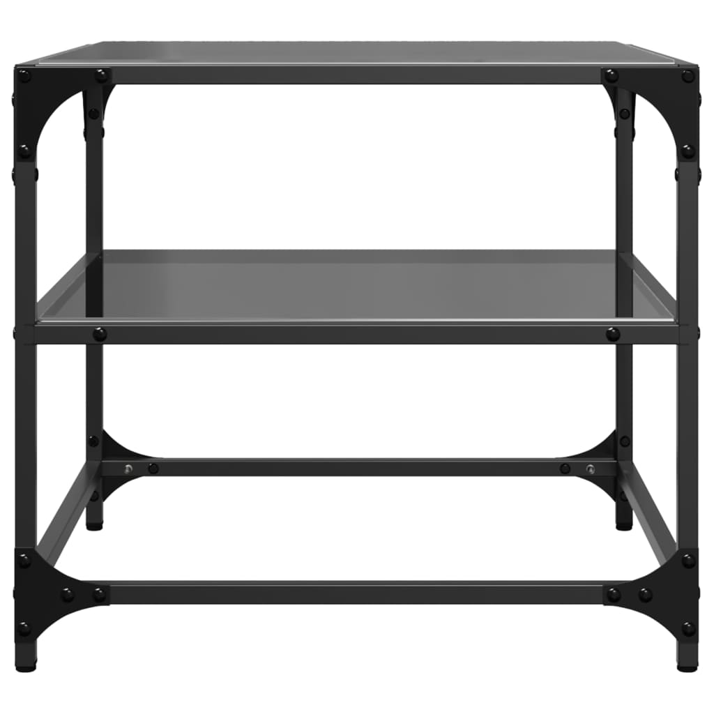 Tables basses avec dessus en verre noir 2 pcs 50x50x45 cm acier - XIOS