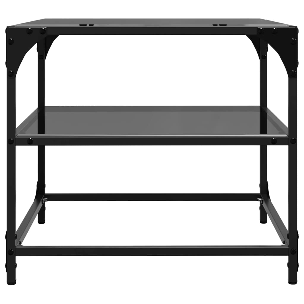 Tables basses avec dessus en verre noir 2 pcs 50x50x45 cm acier - XIOS