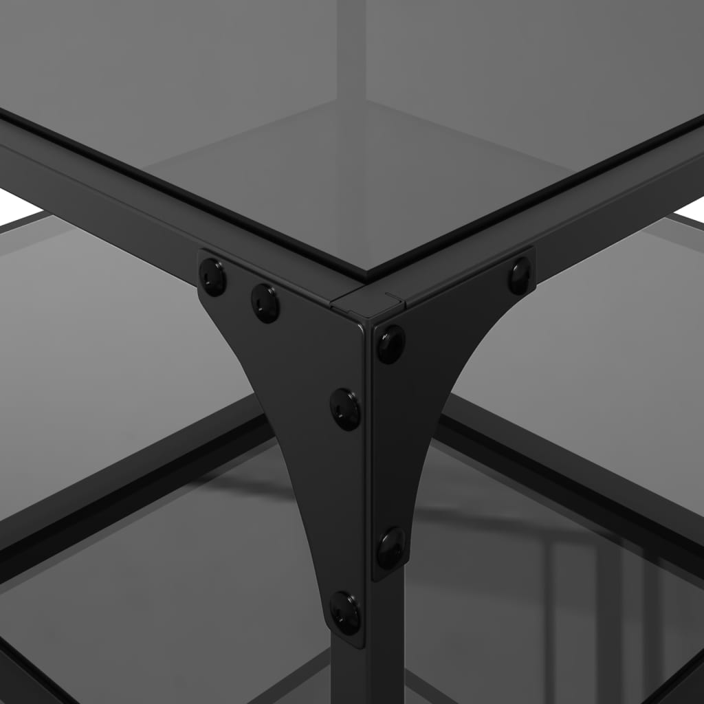 Tables basses avec dessus en verre noir 2 pcs 50x50x45 cm acier - XIOS