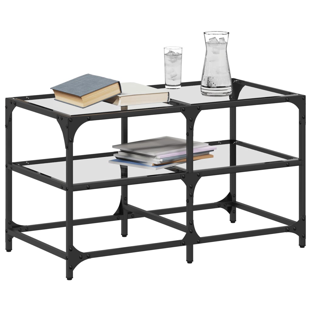 Table basse avec dessus en verre transparent 78,5x40x45cm acier - XIOS