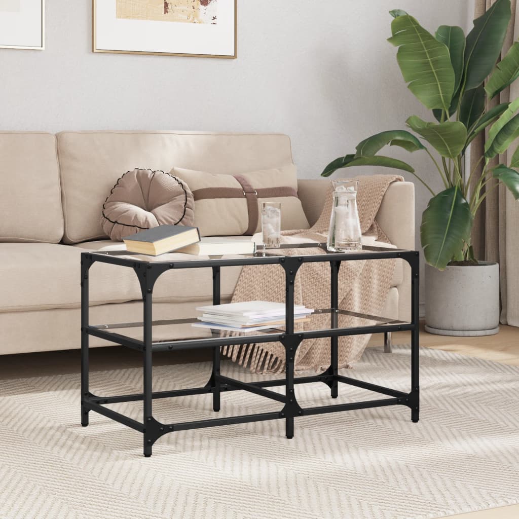 Table basse avec dessus en verre transparent 78,5x40x45cm acier - XIOS