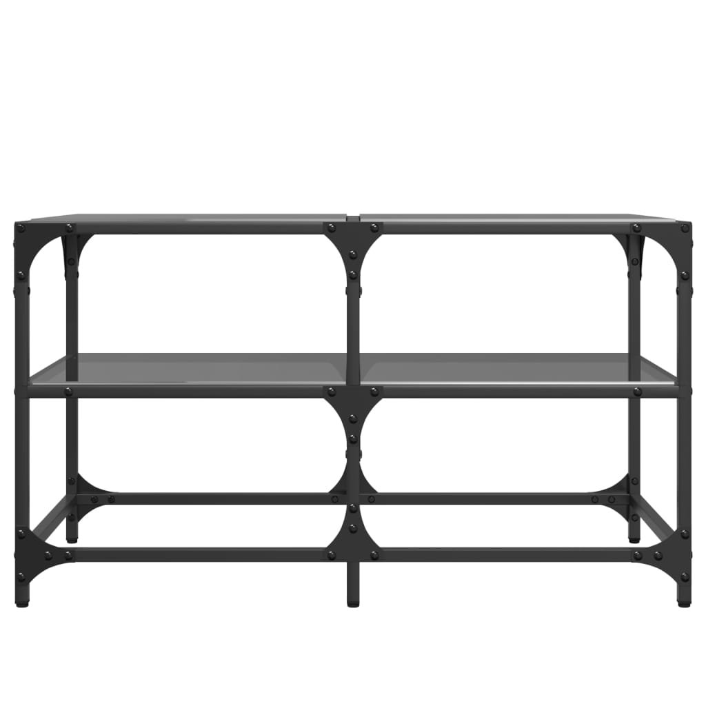 Table basse avec dessus en verre noir 78,5x40x45 cm acier - XIOS